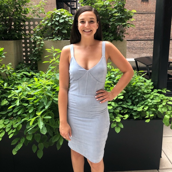 Bebe Blue Suede Sheath Dress Size 